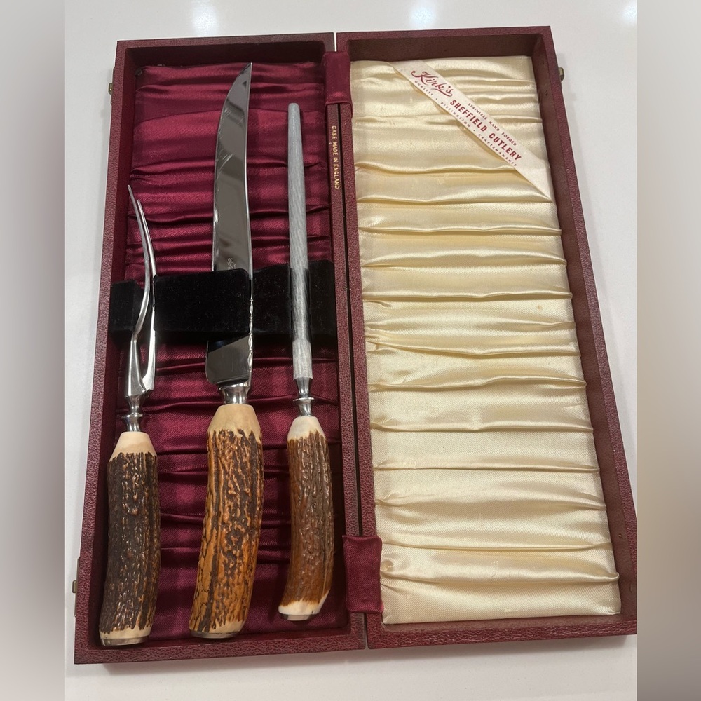Sheffield Antler Carving Set